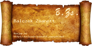 Balczek Zsanett névjegykártya